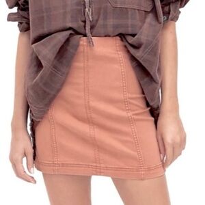 Free People Denim Terracotta Mini Skirt